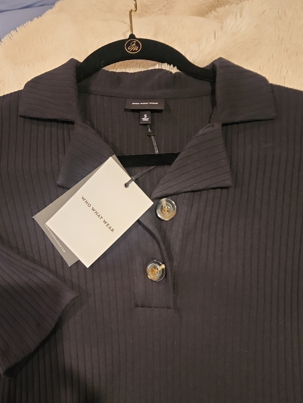 Who What Wear A-Lign Polo Dress Black Tortoise Shell Buttons Small